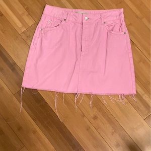 Topshop Pink Denim Miniskirt
